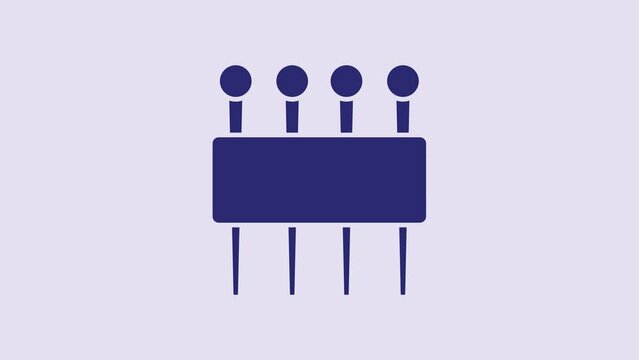 Blue Needle for sewing icon isolated on purple background. Tailor symbol. Textile sew up craft sign. Embroidery tool. 4K Video motion graphic animation