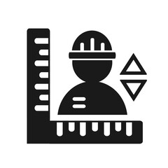 Vector illustration, logo, construction contractor icon and measuring line. Editable. Isolated on a white background.