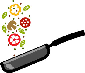 Frying pan with food