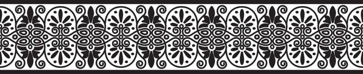 Band of palmettes Greek decorative border pattern - obrazy, fototapety, plakaty