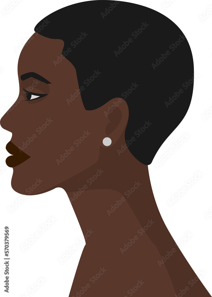 Poster beautiful black girl in profile