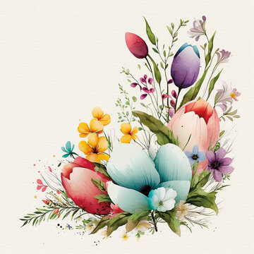 Florale Ostermuster - freigestellt wei&szlig; - Generative AI