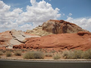 Colorful Rock Formation near Road in Red Rock Canyon 