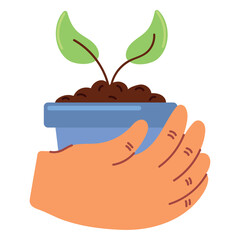 hand with houseplant