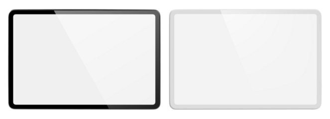 Set of black and white tablet computers cut out