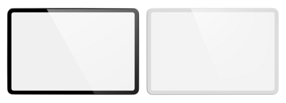 Set of black and white tablet computers cut out