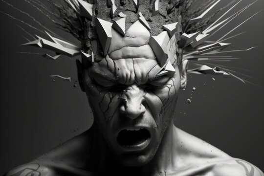 headache, dor de cabeça, explosion head, cabeça explodindo, explosão, explosion, pain, pain head, expression, aspirin, GENERATIVE by AI