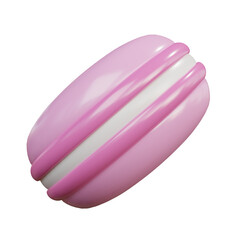 Strawberry Macaron side picture. 3d rendering.	