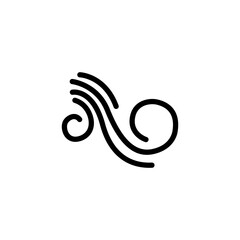 Wind element icon isolated on black. Wind nature element symbol suitable for graphic design and website on white background.