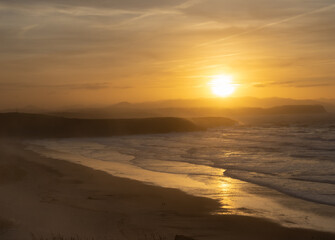 Fototapeta premium Sunset on a beach in Asturias. Xago Beach