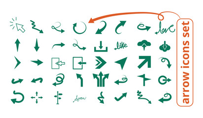 arrow icon vector, set icons , click here arrow icon, simple arrows direction to different angle set icons