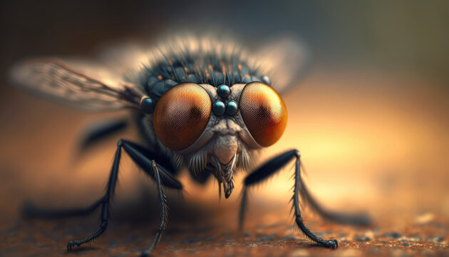 macro d'une mouche de face
