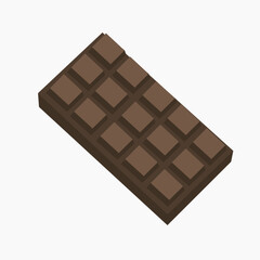 isolated image of a bar of dark chocolate.bar of chocolate in isometry.color vector illustration in flat style.