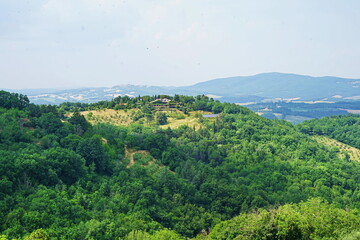 Fototapeta na wymiar Panorama of the countryside around Chiusdino, Tuscany, Italy