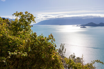 Obraz premium View over the beautiful Lago General Carrera in southern Chile 