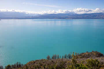 Fototapeta premium View over the beautiful Lago General Carrera in southern Chile 