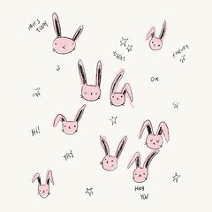 bunny illustration for print