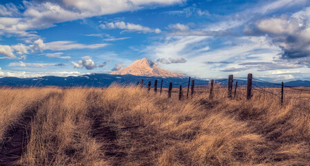 MT Hood from distance with old fence_01