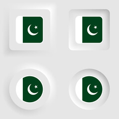 Pakistan neumorphic graphic and label set.