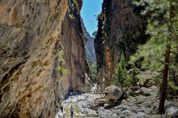 Samaria gorge on Crete island in the summer.