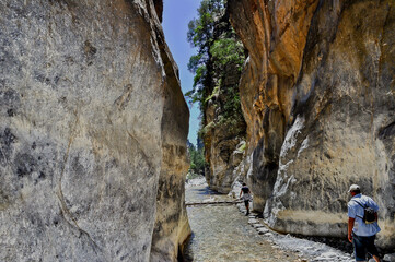 Samaria gorge on Crete island in the summer.