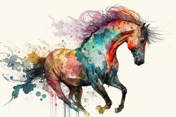 AI generated Image of Horse watercolor painting . AI generated Illustration. - 570387566