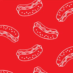 hotdog pattern on isolated red background
