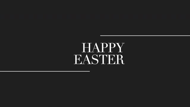 Happy Easter with lines on fashion black gradient, motion abstract holidays, spring and promo style background