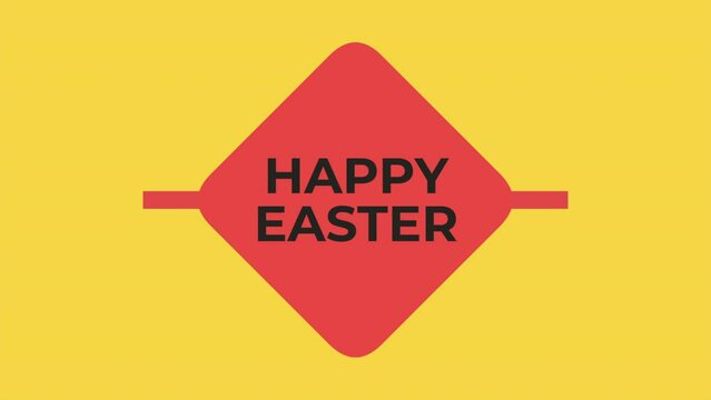 Happy Easter with red shape on fashion yellow gradient, motion abstract holidays, spring and promo style background