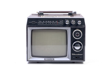 old vintage television isolated on white background 