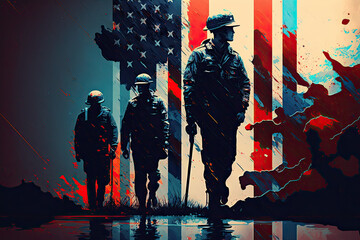 Memorial Day Background  for Military made with generative ai - obrazy, fototapety, plakaty