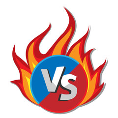 Illustration of versus logo with fire