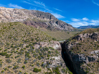 Fototapeta na wymiar Beautiful mountain landscape of Quebrada El Diablo in Chile, Traveling on the Carretera Austral