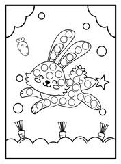 Coloring book for children: Easter bunny with carrots. Vector illustration.