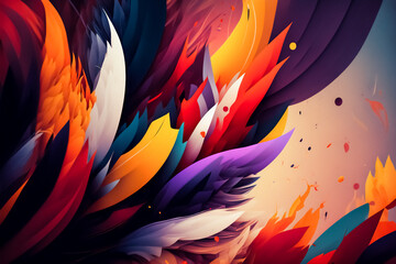 Bright abstract colored background, smooth drawn lines, waves. Generative AI