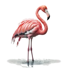 Fotobehang Cute Pink Flamingo. Illustration AI Generative © olegganko