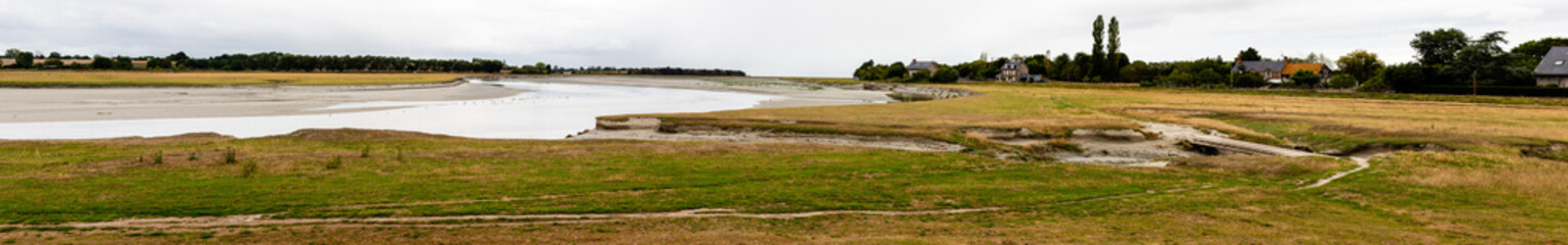 Panorama of the Bay of Le Mont-Saint-Michel, Normandy, France