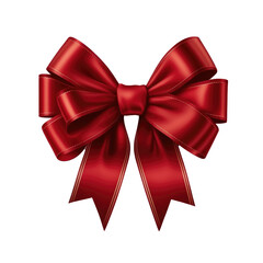 Fototapeta premium Red Silk Bow on White Background. Illustration Generative AI