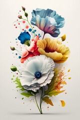 Colorful flowers. Illustration. Generative AI
