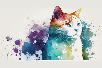 Minimalistic Watercolor Cat Texture - Watercolor Animals Series - Watercolor minimalistic Cat background wallpaper created with Generative AI technology