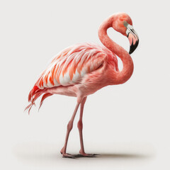 Naklejka premium Cute Pink Flamingo. Illustration AI Generative
