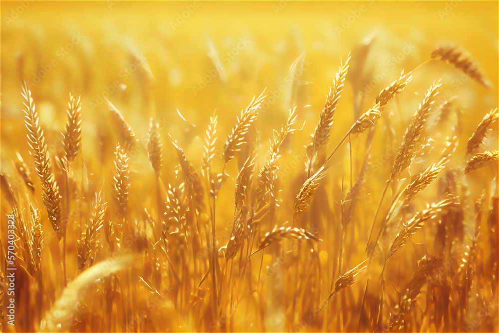 Sticker golden cereal field at harvest time, perfect for backgrounds, generative AI - Stickers