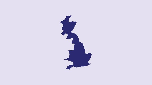Blue England map icon isolated on purple background. 4K Video motion graphic animation