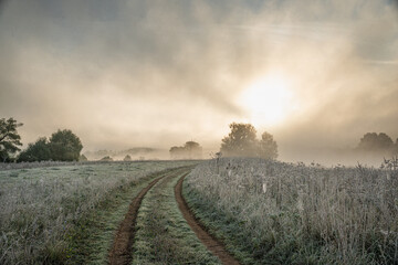 Fototapeta na wymiar landscape with fog and clouds