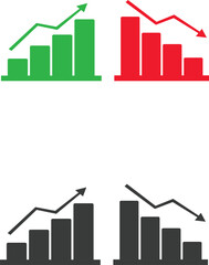 growth and losses graph icons set 