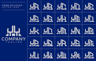Minimalist line building home initial letter Y YY logo design set - obrazy, fototapety, plakaty