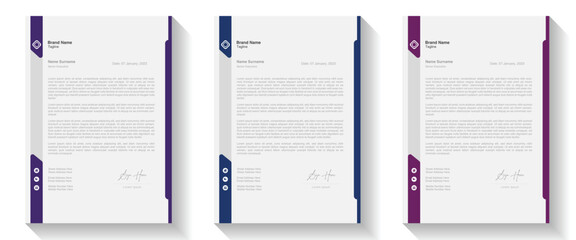 Fototapeta premium Modern Creative & Clean business style letterhead bundle of your corporate project design. letterhead flyer corporate official minimal creative abstract professional informative newsletter magazine.