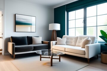 modern living room illustration, generative ai illustration