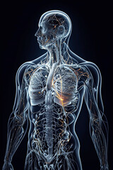 anatomical structure of human body cyborg of future with artificial intelligence. Generative AI