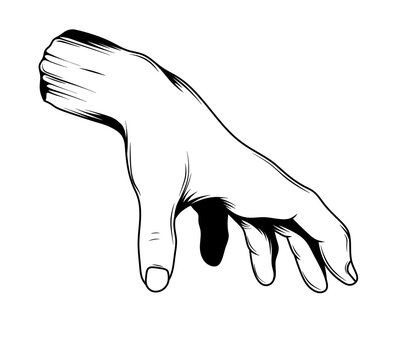 recommend clip art: Hand drawing with fingers. Isolated male hand stands on the fingers.